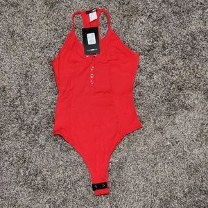 Fashion Nova FN New Red Ribbed Bodysuit Small